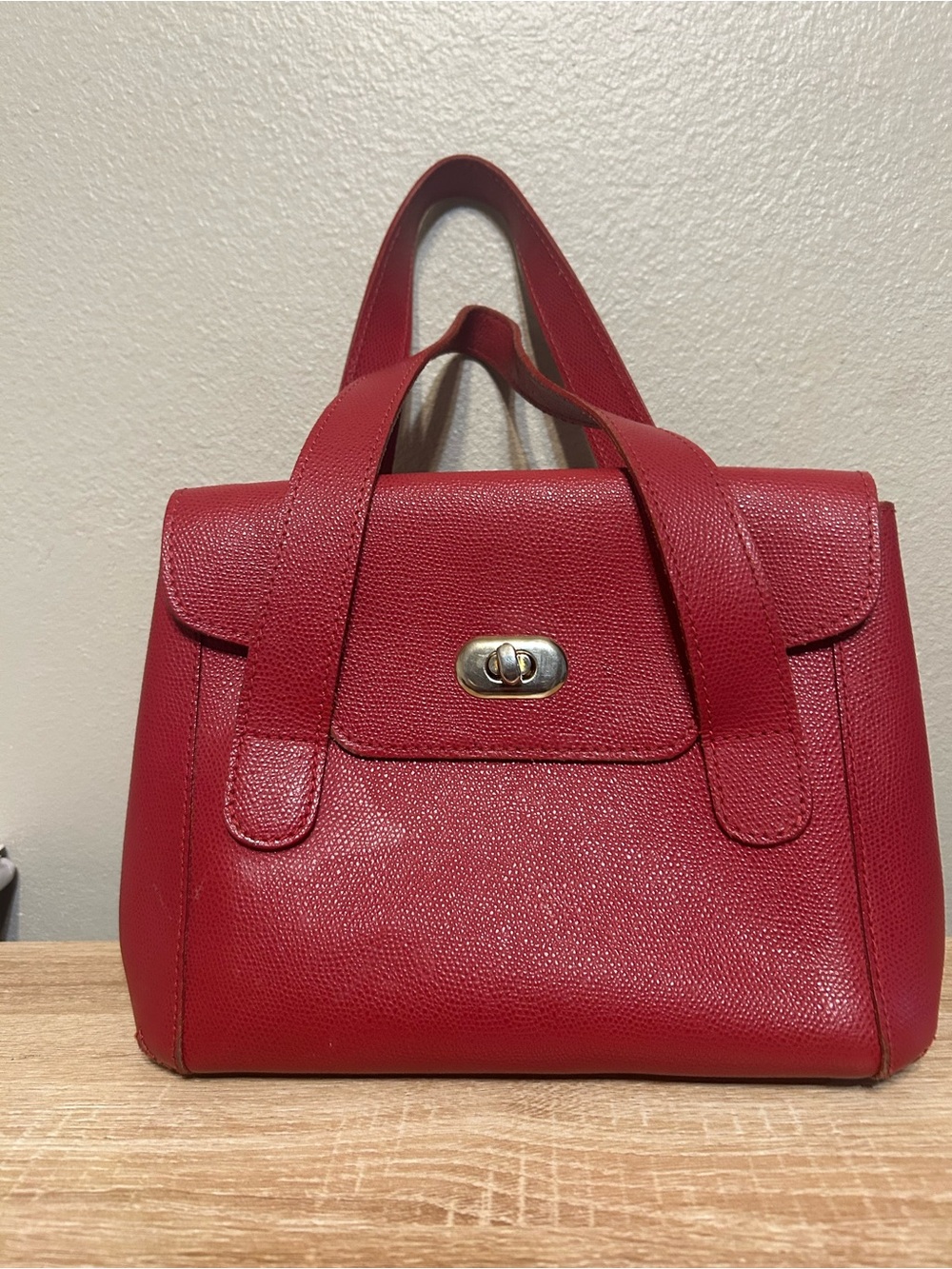 Appleseed’s Red Genuine Leather Made Italy Structured Satchel Handbag